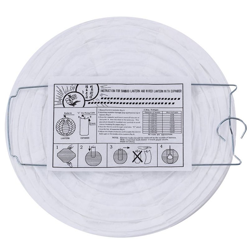 Supla 20 Pack Chinese White Paper Lantern Round 4â€ 6â€ 8â€ 10â€ 12â€ White Hanging Lanterns Wedding Party Decorations - Image 3